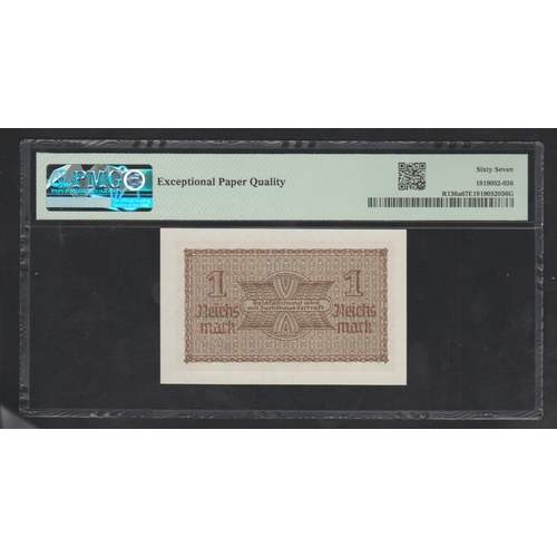 866 - Germany/Occupied Territories WWII
Pick# R136a SB186a ND (1940-45) 1 Reichsmark
S/N 504421 Block 40 -... 