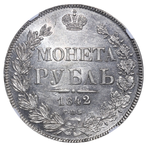 88 - Russian Empire, Emperor Nicholas I (1825-1855), 1 rouble, 1842 year, Silver, 20,73 gr, C#168.1, bitk... 