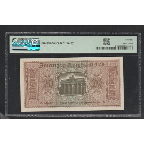 892 - Germany / Occupied Territories WWII
Pick# R139 SB189 ND (1940-45) 20 Reichsmarks
S/N 4599594 Block L... 