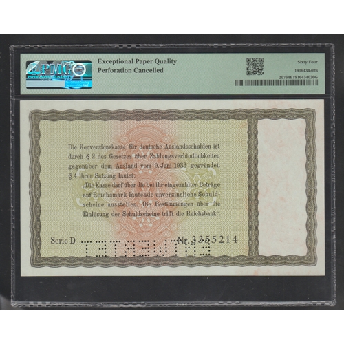 903 - Germany / Third Reich
Pick# 207 1934 5 Reichsmark - Ovpt. on Germany#199 S/N D 3355214 - Conversion ... 