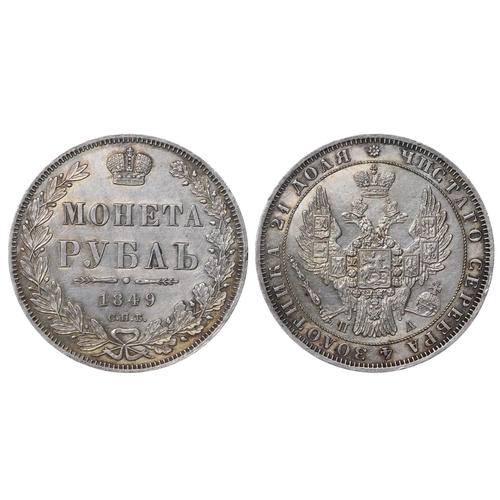 92 - Russian Empire, Emperor Nicholas I (1825-1855), 1 rouble, 1849 year, Silver, 20,73 gr, C#168.1, bitk... 