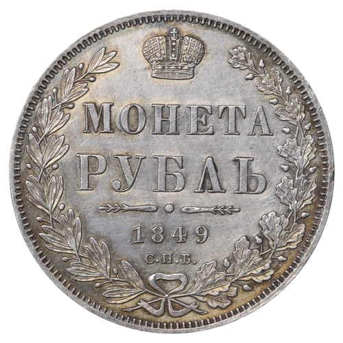 92 - Russian Empire, Emperor Nicholas I (1825-1855), 1 rouble, 1849 year, Silver, 20,73 gr, C#168.1, bitk... 