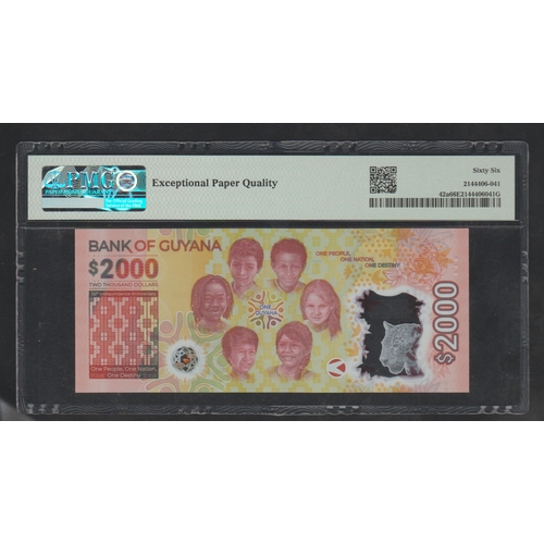 940 - Guyana, Bank of Guyana 
Pick# 42a ND (2022) 2000 Dollars
S/N AA291328-Polymer
66
Gem Uncirculated