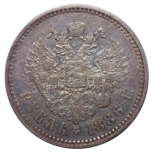 95 - Russian Empire, Emperor Alexander III (1881-1894), 1 rouble, 1886 year, Silver, 20 gr, Y#46, bitkin ... 