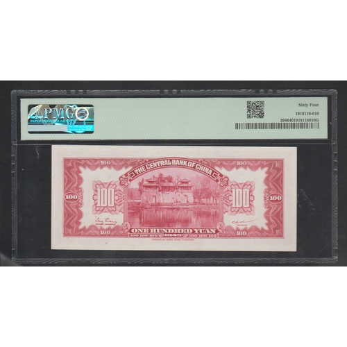 669 - China, Central Bank of China 
Pick# 394 S/M#C302-8 1945 100 Yuan 
S/N E931090 - Printer: ABNC 
64 
C... 