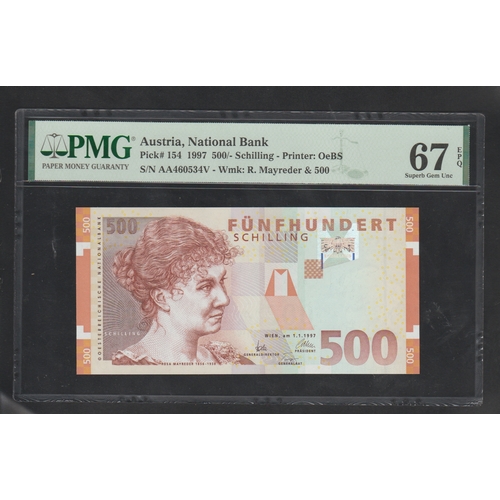 551 - Austria, National Bank
Pick# 154 1997 500/- Schilling - Printer: OeBS
S/N AA460534V - Wmk: R. Mayred... 