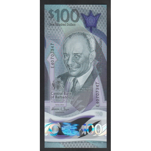 560 - Barbados, 100 Dollars, 2022 year, E40707347, Central Bank of Barbados