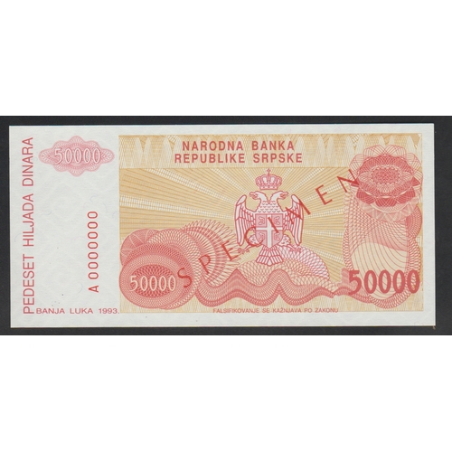 598 - Bosnia-Herzegovina, 50,000 Dinars, 1993 year, A0000000, National Bank Republic of Bosnia