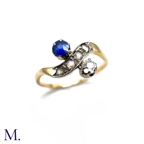 4 - An Antique Diamond and Sapphire Ring

The 18ct gold ring is set with a 0.17ct old cut diamond and a ... 