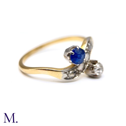 4 - An Antique Diamond and Sapphire Ring

The 18ct gold ring is set with a 0.17ct old cut diamond and a ... 