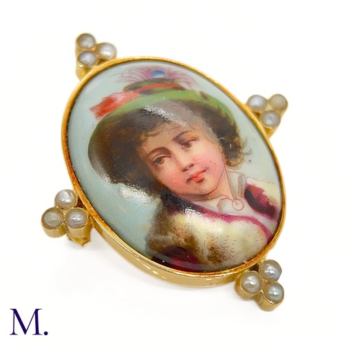 11 - An Antique Miniature Brooch

The 18ct yellow gold brooch displays a miniature of a young child. Date... 