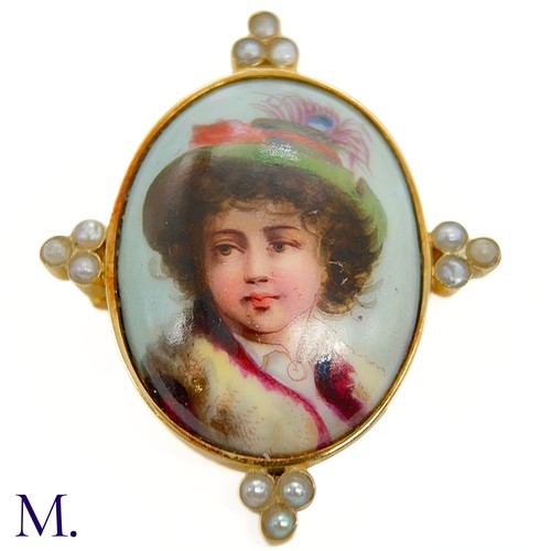 11 - An Antique Miniature Brooch

The 18ct yellow gold brooch displays a miniature of a young child. Date... 