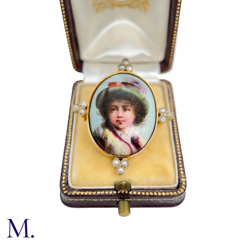 11 - An Antique Miniature Brooch

The 18ct yellow gold brooch displays a miniature of a young child. Date... 