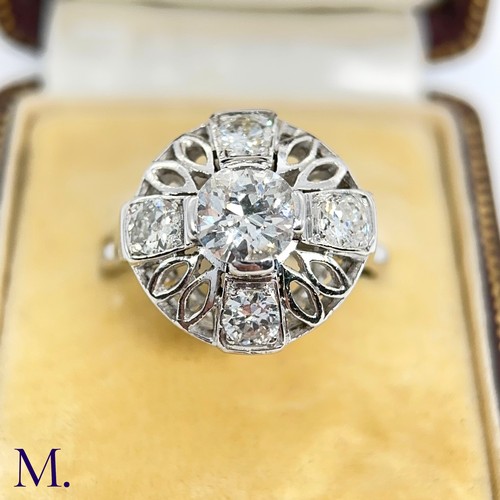 13 - A 5-Stone Openwork Diamond Cluster Ring

The white gold open work ring is set with a bright round cu... 