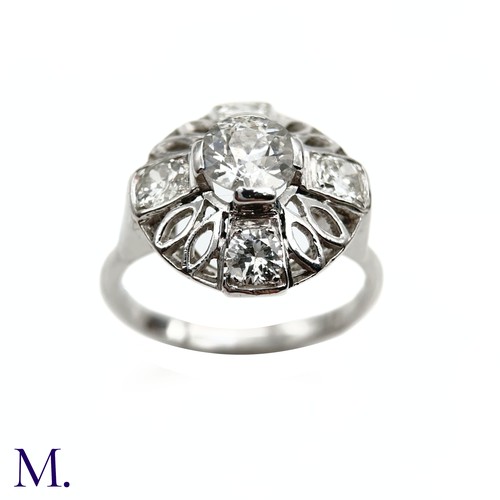 13 - A 5-Stone Openwork Diamond Cluster Ring

The white gold open work ring is set with a bright round cu... 