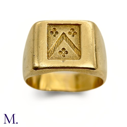 14 - An Antique 18ct Gold Signet Ring

The 18ct yellow gold signet ring is engraved with a chevron and sh... 