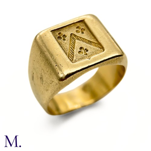 14 - An Antique 18ct Gold Signet Ring

The 18ct yellow gold signet ring is engraved with a chevron and sh... 