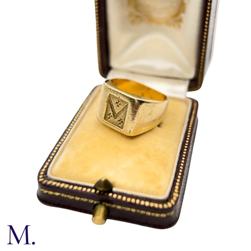 14 - An Antique 18ct Gold Signet Ring

The 18ct yellow gold signet ring is engraved with a chevron and sh... 