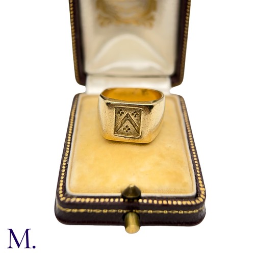 14 - An Antique 18ct Gold Signet Ring

The 18ct yellow gold signet ring is engraved with a chevron and sh... 