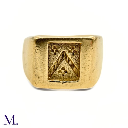 14 - An Antique 18ct Gold Signet Ring

The 18ct yellow gold signet ring is engraved with a chevron and sh... 