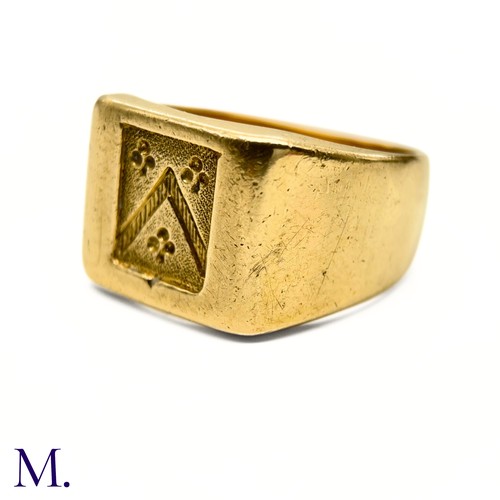 14 - An Antique 18ct Gold Signet Ring

The 18ct yellow gold signet ring is engraved with a chevron and sh... 