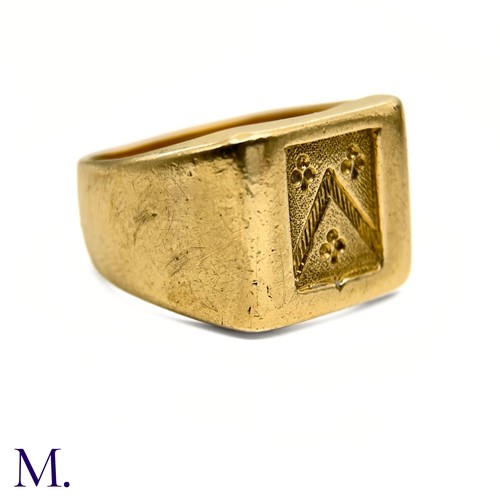 14 - An Antique 18ct Gold Signet Ring

The 18ct yellow gold signet ring is engraved with a chevron and sh... 