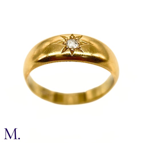 25 - An Antique Diamond Gypsy Ring

The gold band is set with a 5pt diamond and is marked '18ct'.

Box no... 