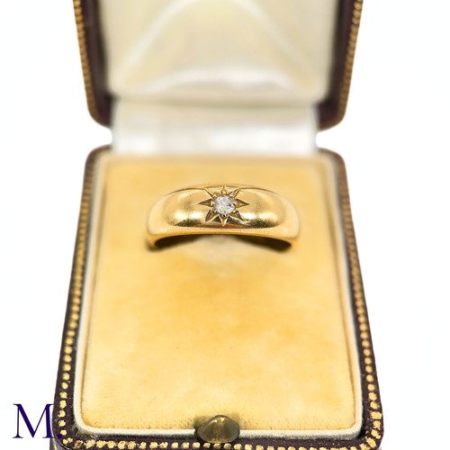 25 - An Antique Diamond Gypsy Ring

The gold band is set with a 5pt diamond and is marked '18ct'.

Box no... 