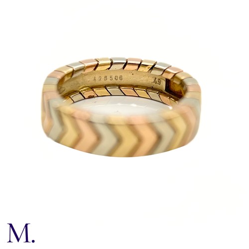 30 - A 3-Colour Gold Ring by Cartier

The vintage 18ct 3-colour gold ring by Cartier has a chevron design... 