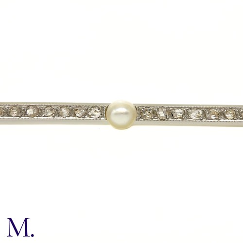 34 - A Pearl and Diamond Bar Brooch

The 18ct white gold and platinum bar brooch is set with three pearls... 