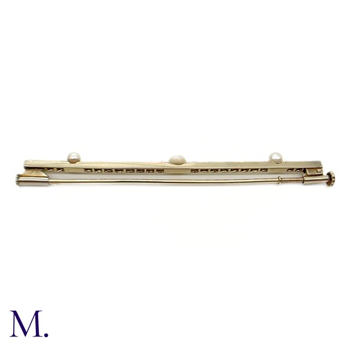 34 - A Pearl and Diamond Bar Brooch

The 18ct white gold and platinum bar brooch is set with three pearls... 