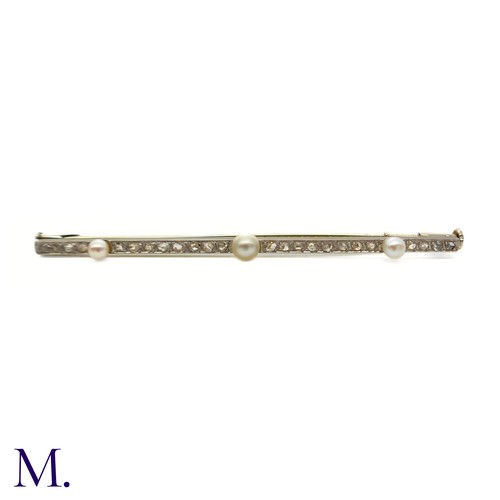 34 - A Pearl and Diamond Bar Brooch

The 18ct white gold and platinum bar brooch is set with three pearls... 