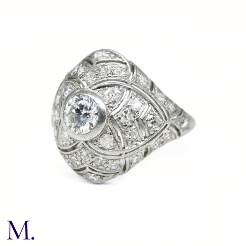 48 - An Art Deco Diamond Bombe Ring

The 18ct white gold Art Deco bombe ring is set with a round cut diam... 