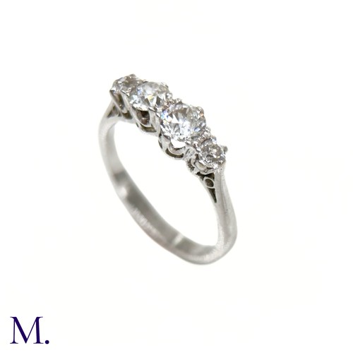 53 - A Diamond 4-Stone Ring

The platinum ring is set with four bright old cut diamonds (estimated colour... 