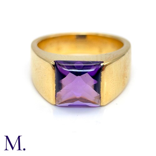 57 - An Amethyst Tank Ring by Cartier.

The 18ct yellow gold ring is marked for Cartier and 18ct gold, an... 