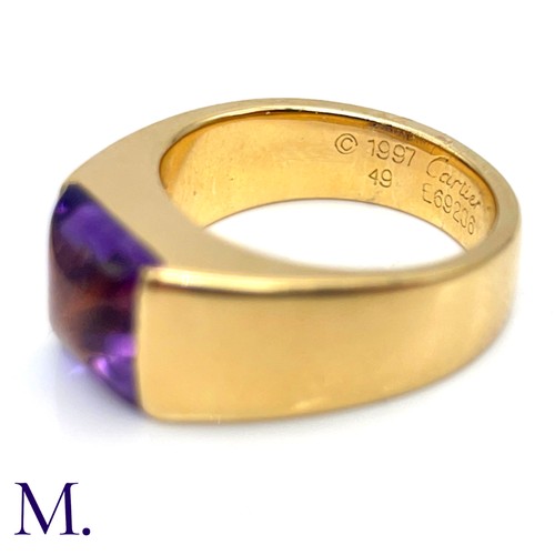 57 - An Amethyst Tank Ring by Cartier.

The 18ct yellow gold ring is marked for Cartier and 18ct gold, an... 