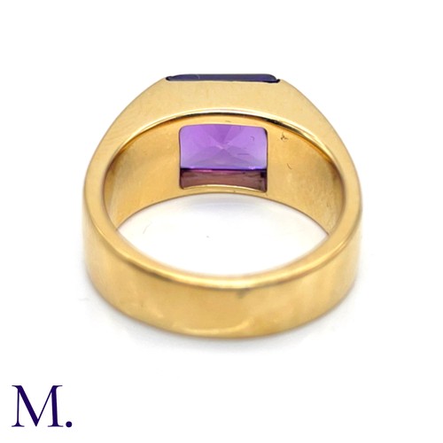 57 - An Amethyst Tank Ring by Cartier.

The 18ct yellow gold ring is marked for Cartier and 18ct gold, an... 