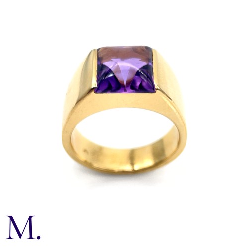 57 - An Amethyst Tank Ring by Cartier.

The 18ct yellow gold ring is marked for Cartier and 18ct gold, an... 