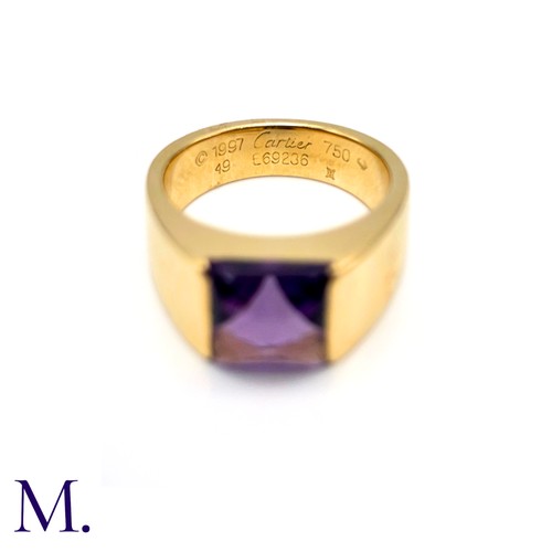 57 - An Amethyst Tank Ring by Cartier.

The 18ct yellow gold ring is marked for Cartier and 18ct gold, an... 