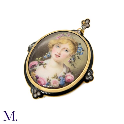 58 - A Large Atique Miniature Pendant

The 18ct yellow gold pendant displays a well-painted miniature of ... 