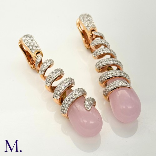 63 - A Pair of Pink Quartz and Diamond Earrings by Grisogno

The 18ct yellow gold earrings are designed i... 