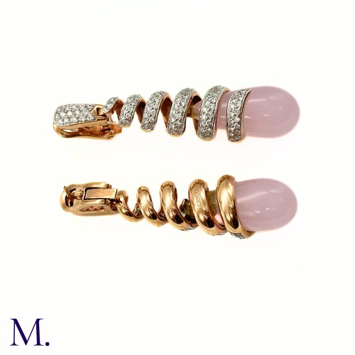 63 - A Pair of Pink Quartz and Diamond Earrings by Grisogno

The 18ct yellow gold earrings are designed i... 