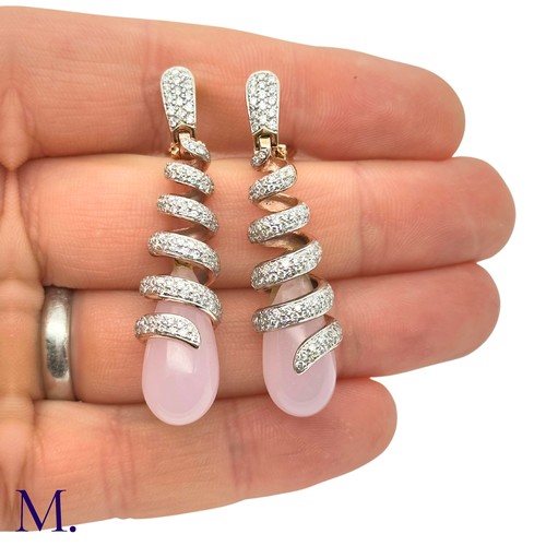 63 - A Pair of Pink Quartz and Diamond Earrings by Grisogno

The 18ct yellow gold earrings are designed i... 