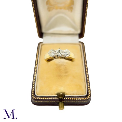 65 - A 3-Stone Diamond  Ring

The 18ct yellow gold ring is set with three round cut diamonds, each weighi... 