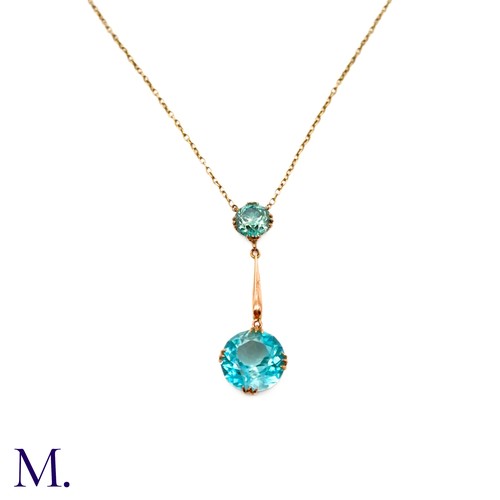 73 - An Antique Zircon Pendant and Chain

The 9ct gold chain suspends two bright zircon stones of approxi... 