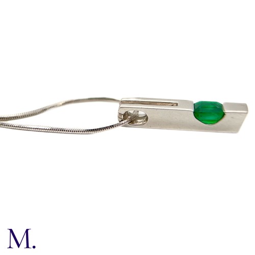 68 - An Emerald Pendant and Chain

The 18ct white gold pendant (approx 25x5mm) is set with a good colour ... 