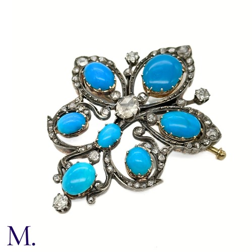 74 - A Fine Antique Turquoise and Rose Diamond Pendant Brooch

The antique gold and silver brooch is set ... 