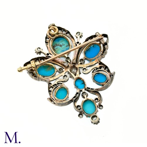 74 - A Fine Antique Turquoise and Rose Diamond Pendant Brooch

The antique gold and silver brooch is set ... 