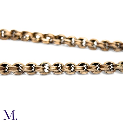 28 - An Antique 9ct Gold Fancy Link Bracelet.

The 9ct rose gold bracelet is secured with a heart-shaped ... 