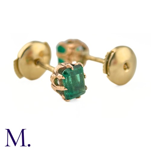 82 - A Pair of Emerald Stud Earrings

The stud earrings are each set with 0.40ct deep green emeralds.  Th... 